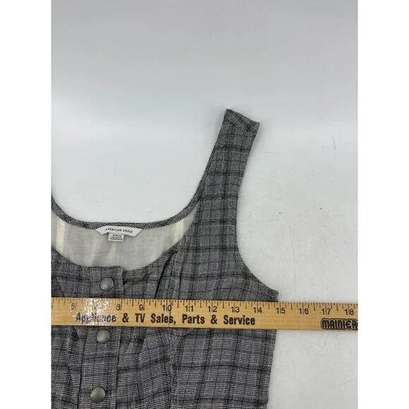 American Eagle Women's Gray Plaid Sleeveless Snap Front Dress Size Small - Picture 11 of 15